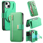 Portafoglio con cerniera ad anelli, protezione RFID, custodia per telefono in pelle MagSafe, For iPhone 13, For iPhone 12 / 12 Pro, For iPhone 12 Pro Max