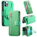 Portafoglio con cerniera ad anelli, protezione RFID, custodia per telefono in pelle MagSafe, For iPhone 13, For iPhone 12 / 12 Pro, For iPhone 12 Pro Max