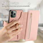Portafoglio con cerniera ad anelli, protezione RFID, custodia per telefono in pelle MagSafe, For iPhone 11 Pro Max, For iPhone 11, For iPhone 11 Pro