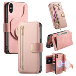 Portafoglio con cerniera ad anelli, protezione RFID, custodia per telefono in pelle MagSafe, For iPhone X / XS, For iPhone XR, For iPhone XS Max