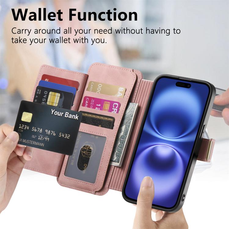 Portafoglio con cerniera ad anelli, protezione RFID, custodia per telefono in pelle MagSafe, For iPhone X / XS, For iPhone XR, For iPhone XS Max