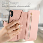 Portafoglio con cerniera ad anelli, protezione RFID, custodia per telefono in pelle MagSafe, For iPhone X / XS, For iPhone XR, For iPhone XS Max