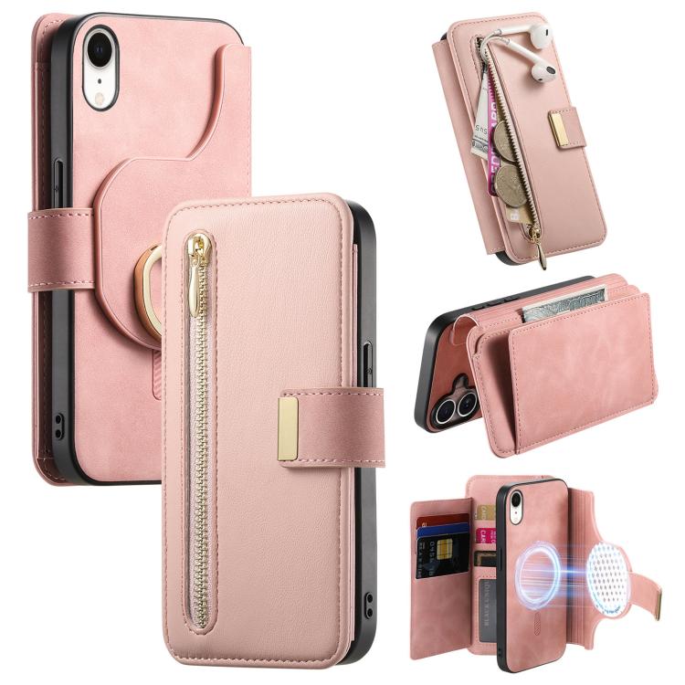 Portafoglio con cerniera ad anelli, protezione RFID, custodia per telefono in pelle MagSafe, For iPhone X / XS, For iPhone XR, For iPhone XS Max
