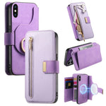 Portafoglio con cerniera ad anelli, protezione RFID, custodia per telefono in pelle MagSafe, For iPhone X / XS, For iPhone XR, For iPhone XS Max
