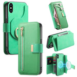 Portafoglio con cerniera ad anelli, protezione RFID, custodia per telefono in pelle MagSafe, For iPhone X / XS, For iPhone XR, For iPhone XS Max