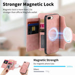 Portafoglio con cerniera ad anelli, protezione RFID, custodia per telefono in pelle MagSafe, For iPhone 7 Plus / 8 Plus