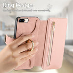 Portafoglio con cerniera ad anelli, protezione RFID, custodia per telefono in pelle MagSafe, For iPhone 7 Plus / 8 Plus