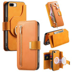 Portafoglio con cerniera ad anelli, protezione RFID, custodia per telefono in pelle MagSafe, For iPhone 7 Plus / 8 Plus