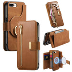 Portafoglio con cerniera ad anelli, protezione RFID, custodia per telefono in pelle MagSafe, For iPhone 7 Plus / 8 Plus