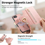 Portafoglio con cerniera ad anelli, protezione RFID, custodia per telefono in pelle MagSafe, For iPhone 17e / 16e, For iPhone 16 Pro Max, For iPhone 16 Pro