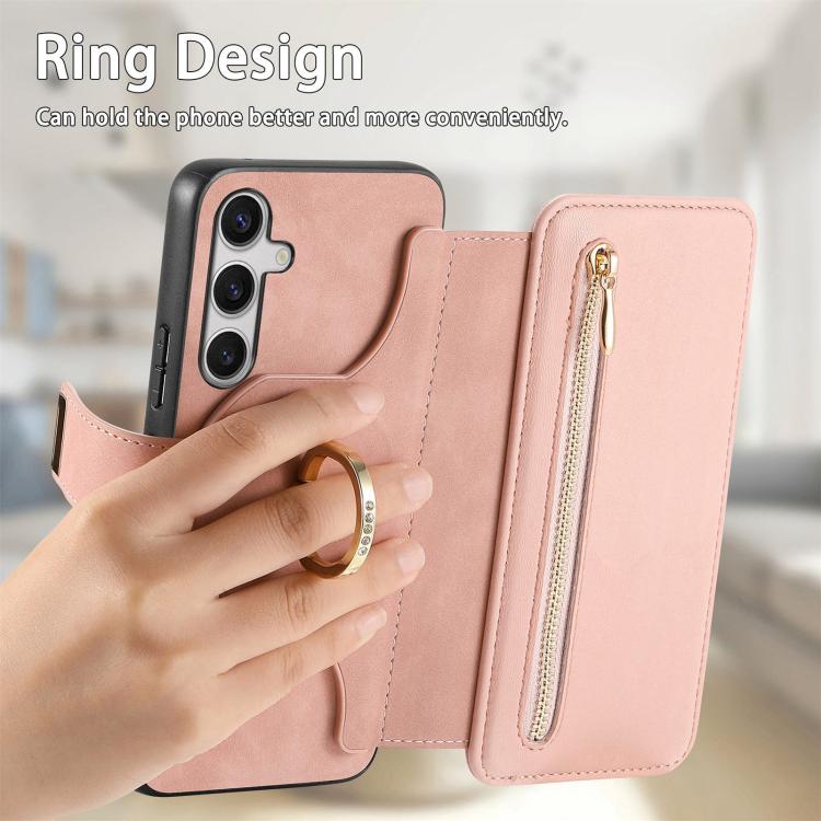 Portafoglio con cerniera ad anello, protezione RFID, custodia per telefono in pelle MagSafe, For Galaxy S25 FE 5G, For Galaxy S25 Edge 5G, For Galaxy S24 FE 5G