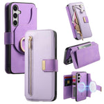 Portafoglio con cerniera ad anello, protezione RFID, custodia per telefono in pelle MagSafe, For Galaxy S25 FE 5G, For Galaxy S25 Edge 5G, For Galaxy S24 FE 5G