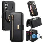 Portafoglio con cerniera ad anello, protezione RFID, custodia per telefono in pelle MagSafe, For Galaxy S25 FE 5G, For Galaxy S25 Edge 5G, For Galaxy S24 FE 5G