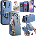 Portafoglio con cerniera ad anello, protezione RFID, custodia per telefono in pelle MagSafe, For Galaxy S25 FE 5G, For Galaxy S25 Edge 5G, For Galaxy S24 FE 5G