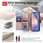 Portafoglio con cerniera ad anello, protezione RFID, custodia per telefono in pelle MagSafe, For Galaxy S23+ 5G