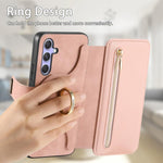 Portafoglio con cerniera ad anello, protezione RFID, custodia per telefono in pelle MagSafe, For Galaxy A54 5G