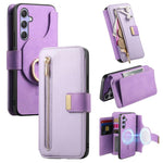 Portafoglio con cerniera ad anello, protezione RFID, custodia per telefono in pelle MagSafe, For Galaxy A54 5G