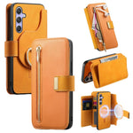 Portafoglio con cerniera ad anello, protezione RFID, custodia per telefono in pelle MagSafe, For Galaxy A54 5G