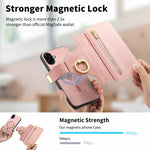 Portafoglio con cerniera ad anello, protezione RFID, custodia per telefono in pelle MagSafe, For Galaxy A06 4G / 5G, For Galaxy A56 5G, For Galaxy A26 5G