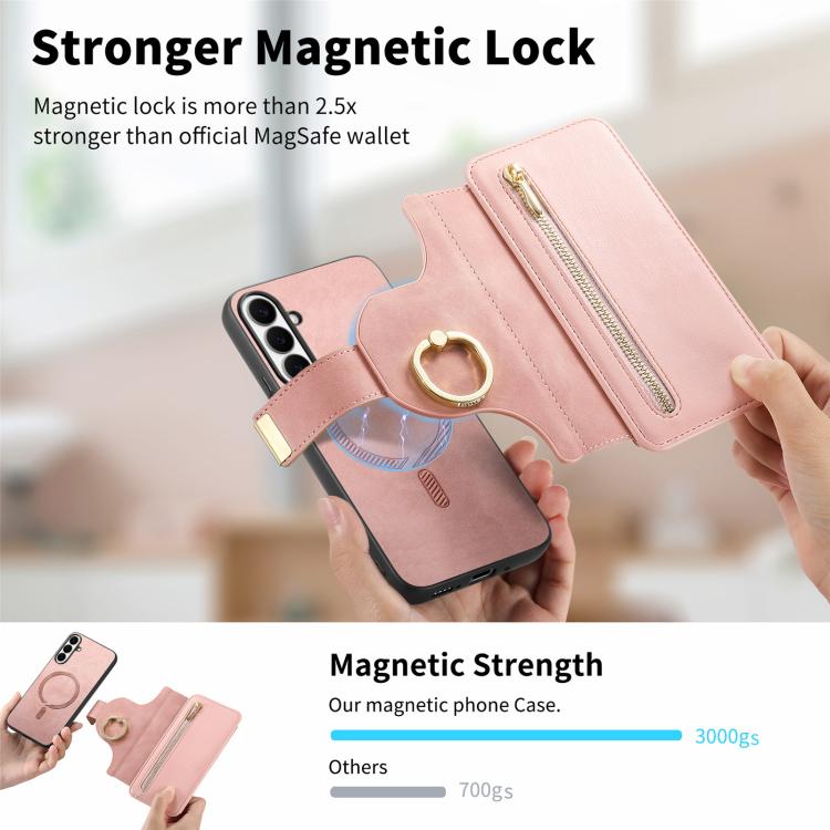 Portafoglio con cerniera ad anello, protezione RFID, custodia per telefono in pelle MagSafe, For Galaxy A36 5G, For Galaxy A16 4G / 5G, For Galaxy A55 5G
