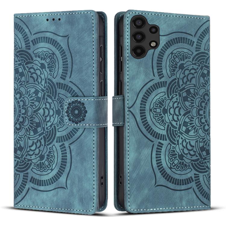 Custodia per telefono in pelle satinata stile retrò con mandala in rilievo., For Samsung Galaxy A14, For Samsung Galaxy A34 5G, For Samsung Galaxy A54 5G, For Samsung Galaxy A13