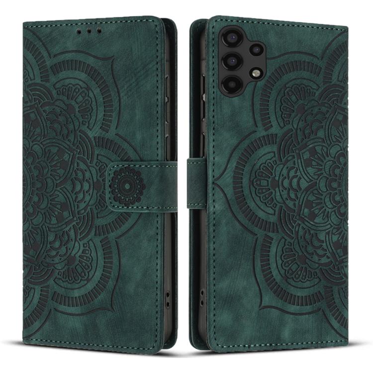 Custodia per telefono in pelle satinata stile retrò con mandala in rilievo., For Samsung Galaxy A14, For Samsung Galaxy A34 5G, For Samsung Galaxy A54 5G, For Samsung Galaxy A13