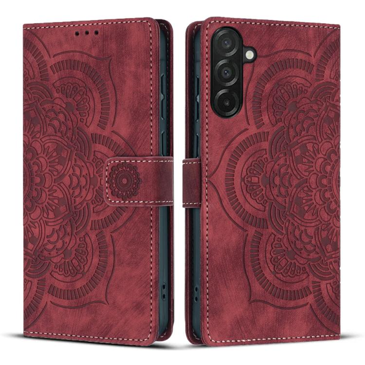 Custodia per telefono in pelle satinata stile retrò con mandala in rilievo., For Samsung Galaxy A17 5G / A26 5G, For Samsung Galaxy A56 5G, For Samsung Galaxy A26 5G, For Samsung Galaxy A36 5G