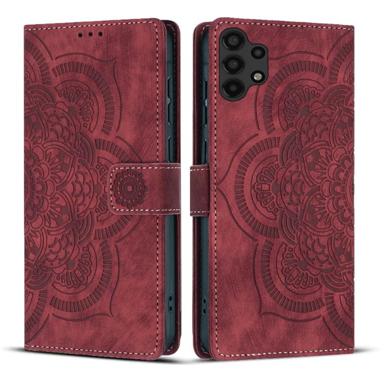 Custodia per telefono in pelle satinata stile retrò con mandala in rilievo., For Samsung Galaxy A33 5G, For Samsung Galaxy A53 5G, For Samsung Galaxy A32 5G