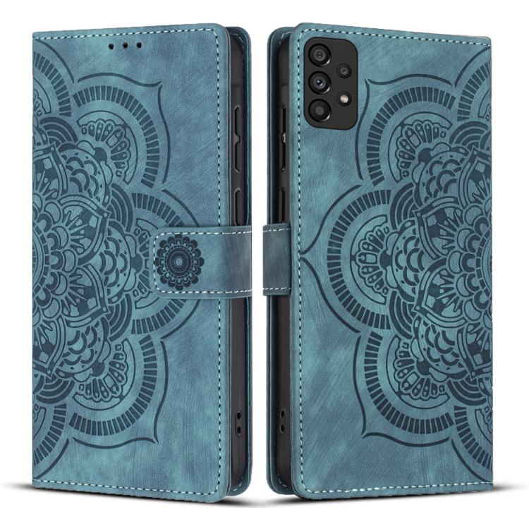 Custodia per telefono in pelle satinata stile retrò con mandala in rilievo., For Samsung Galaxy A33 5G, For Samsung Galaxy A53 5G, For Samsung Galaxy A32 5G
