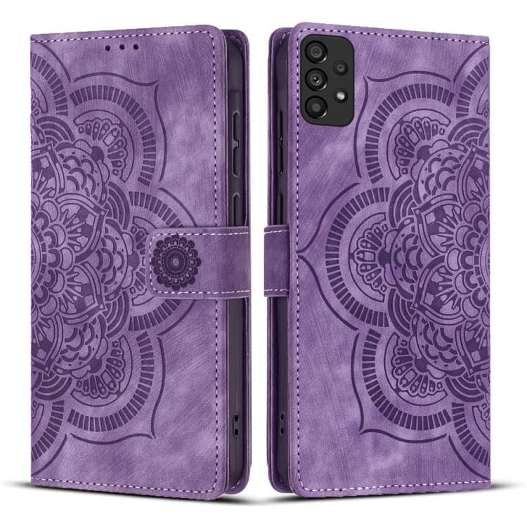 Custodia per telefono in pelle satinata stile retrò con mandala in rilievo., For Samsung Galaxy A33 5G, For Samsung Galaxy A53 5G, For Samsung Galaxy A32 5G