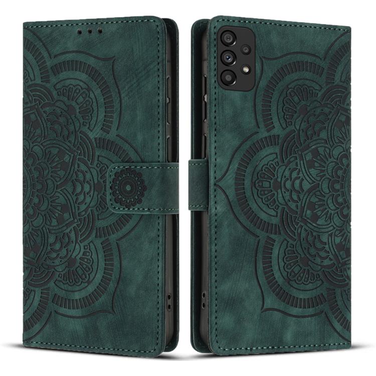 Custodia per telefono in pelle satinata stile retrò con mandala in rilievo., For Samsung Galaxy A33 5G, For Samsung Galaxy A53 5G, For Samsung Galaxy A32 5G