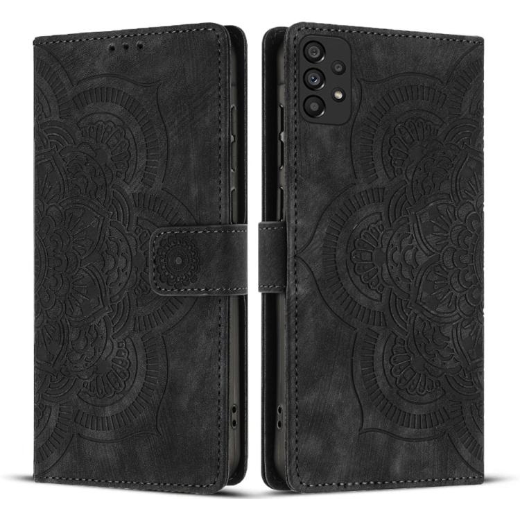 Custodia per telefono in pelle satinata stile retrò con mandala in rilievo., For Samsung Galaxy A33 5G, For Samsung Galaxy A53 5G, For Samsung Galaxy A32 5G