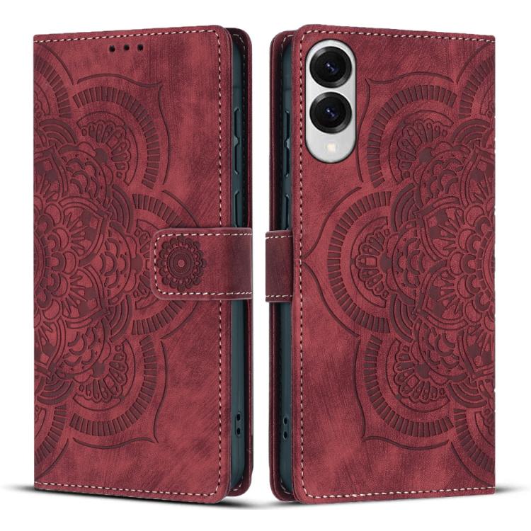 Custodia per telefono in pelle satinata stile retrò con mandala in rilievo., For Samsung Galaxy S26 5G, For Samsung Galaxy S25 FE 5G, For Samsung Galaxy S25 Edge 5G, For Samsung Galaxy S25 5G