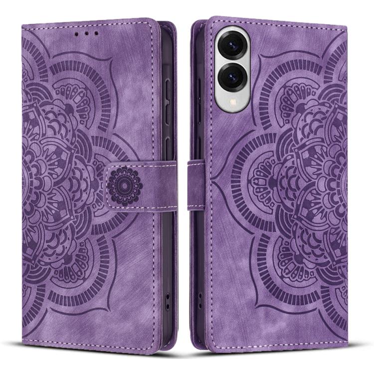 Custodia per telefono in pelle satinata stile retrò con mandala in rilievo., For Samsung Galaxy S26 5G, For Samsung Galaxy S25 FE 5G, For Samsung Galaxy S25 Edge 5G, For Samsung Galaxy S25 5G
