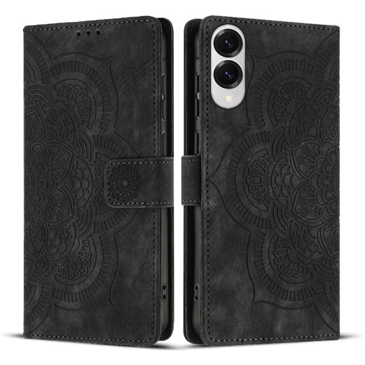 Custodia per telefono in pelle satinata stile retrò con mandala in rilievo., For Samsung Galaxy S26 5G, For Samsung Galaxy S25 FE 5G, For Samsung Galaxy S25 Edge 5G, For Samsung Galaxy S25 5G