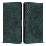 Custodia per telefono in pelle satinata stile retrò con mandala in rilievo., For Samsung Galaxy S24+ 5G, For Samsung Galaxy S24 5G, For Samsung Galaxy S23 FE 5G, For Samsung Galaxy S23 Ultra 5G