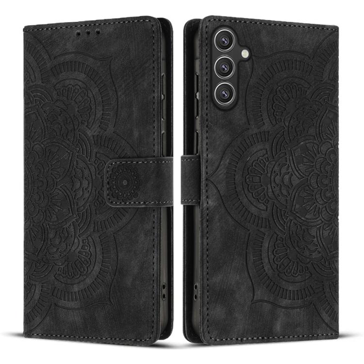 Custodia per telefono in pelle satinata stile retrò con mandala in rilievo., For Samsung Galaxy S24+ 5G, For Samsung Galaxy S24 5G, For Samsung Galaxy S23 FE 5G, For Samsung Galaxy S23 Ultra 5G