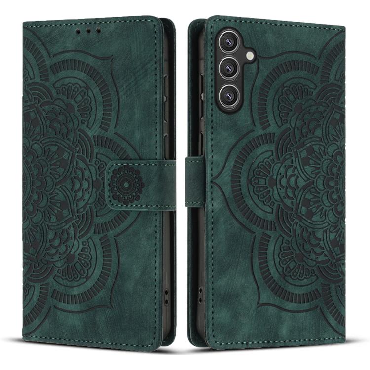 Custodia per telefono in pelle satinata stile retrò con mandala in rilievo., For Samsung Galaxy S25+ 5G, For Samsung Galaxy S25 Ultra 5G, For Samsung Galaxy S24 FE 5G, For Samsung Galaxy S24 Ultra 5G