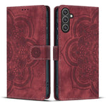 Custodia per telefono in pelle satinata stile retrò con mandala in rilievo., For Samsung Galaxy S24+ 5G, For Samsung Galaxy S24 5G, For Samsung Galaxy S23 FE 5G, For Samsung Galaxy S23 Ultra 5G