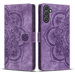 Custodia per telefono in pelle satinata stile retrò con mandala in rilievo., For Samsung Galaxy S24+ 5G, For Samsung Galaxy S24 5G, For Samsung Galaxy S23 FE 5G, For Samsung Galaxy S23 Ultra 5G