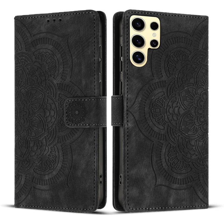 Custodia per telefono in pelle satinata stile retrò con mandala in rilievo., For Samsung Galaxy S25+ 5G, For Samsung Galaxy S25 Ultra 5G, For Samsung Galaxy S24 FE 5G, For Samsung Galaxy S24 Ultra 5G