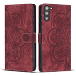 Custodia per telefono in pelle satinata stile retrò con mandala in rilievo., For Samsung Galaxy S23+ 5G, For Samsung Galaxy S23 5G, For Samsung Galaxy S20 FE, For Samsung Galaxy S22 Ultra 5G