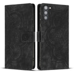 Custodia per telefono in pelle satinata stile retrò con mandala in rilievo., For Samsung Galaxy S23+ 5G, For Samsung Galaxy S23 5G, For Samsung Galaxy S20 FE, For Samsung Galaxy S22 Ultra 5G