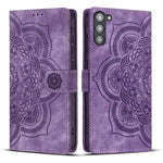 Custodia per telefono in pelle satinata stile retrò con mandala in rilievo., For Samsung Galaxy S23+ 5G, For Samsung Galaxy S23 5G, For Samsung Galaxy S20 FE, For Samsung Galaxy S22 Ultra 5G