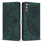 Custodia per telefono in pelle satinata stile retrò con mandala in rilievo., For Samsung Galaxy S23+ 5G, For Samsung Galaxy S23 5G, For Samsung Galaxy S20 FE, For Samsung Galaxy S22 Ultra 5G