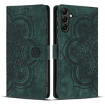Custodia per telefono in pelle satinata stile retrò con mandala in rilievo., For Samsung Galaxy S24+ 5G, For Samsung Galaxy S24 5G, For Samsung Galaxy S23 FE 5G, For Samsung Galaxy S23 Ultra 5G