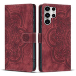 Custodia per telefono in pelle satinata stile retrò con mandala in rilievo., For Samsung Galaxy S24+ 5G, For Samsung Galaxy S24 5G, For Samsung Galaxy S23 FE 5G, For Samsung Galaxy S23 Ultra 5G
