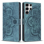 Custodia per telefono in pelle satinata stile retrò con mandala in rilievo., For Samsung Galaxy S24+ 5G, For Samsung Galaxy S24 5G, For Samsung Galaxy S23 FE 5G, For Samsung Galaxy S23 Ultra 5G