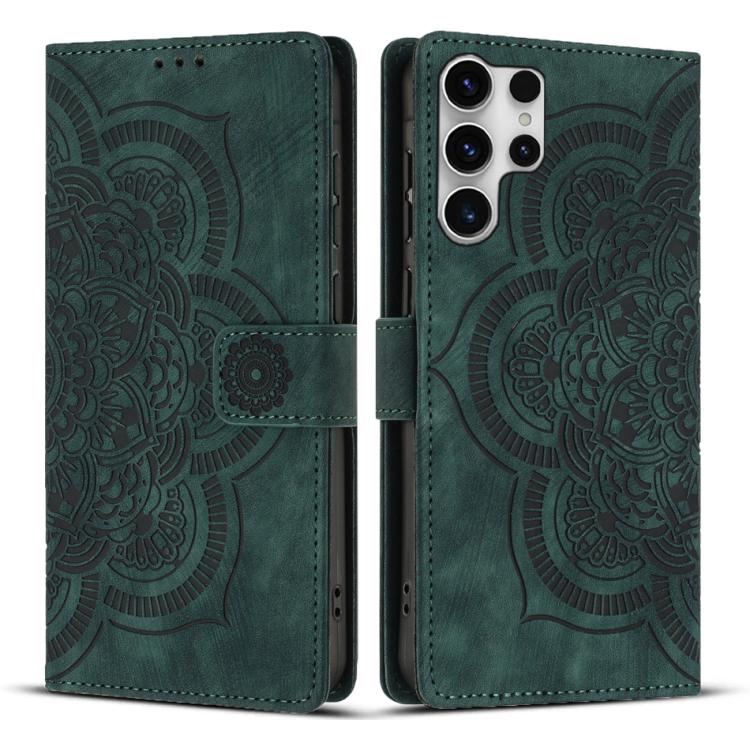 Custodia per telefono in pelle satinata stile retrò con mandala in rilievo., For Samsung Galaxy S24+ 5G, For Samsung Galaxy S24 5G, For Samsung Galaxy S23 FE 5G, For Samsung Galaxy S23 Ultra 5G