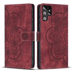 Custodia per telefono in pelle satinata stile retrò con mandala in rilievo., For Samsung Galaxy S23+ 5G, For Samsung Galaxy S23 5G, For Samsung Galaxy S20 FE, For Samsung Galaxy S22 Ultra 5G